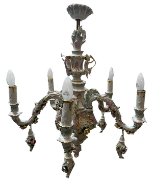 Baroque Style Chandelier by Rudolf Kämmer Keramic Manufaktur, Volkstedt, Germany, 20th Century