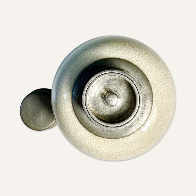 1940s Small Vintage Chinese White Ceramic Tin-Mouth Tea Caddy For Sale - Image 4 of 6