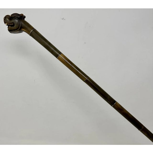 Very Unusual Horn Sectional Hand Carved Chinese Walking Stick or Dress Cane of outstanding quality, last half of the...
