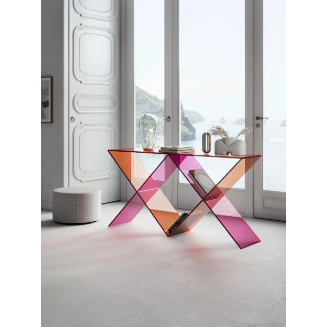 Modern Modern Pink Colored Lucite Console Table For Sale - Image 3 of 11