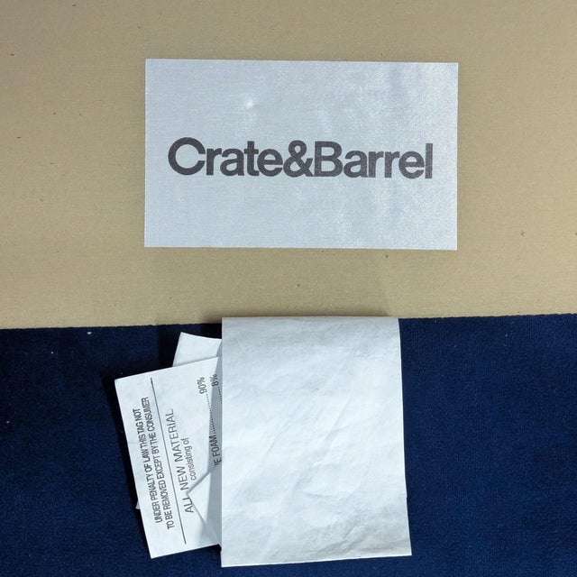 Blue Crate & Barrel Blue Velvet Lounge Chair – Modern and Comfortable For Sale - Image 8 of 8