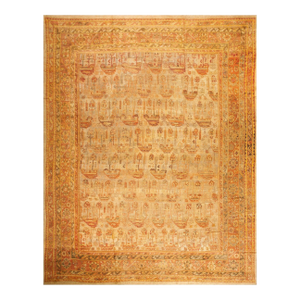 Excellent Yellow Goldenrod Color With Intricate Floral Design Antique Oushak Rug