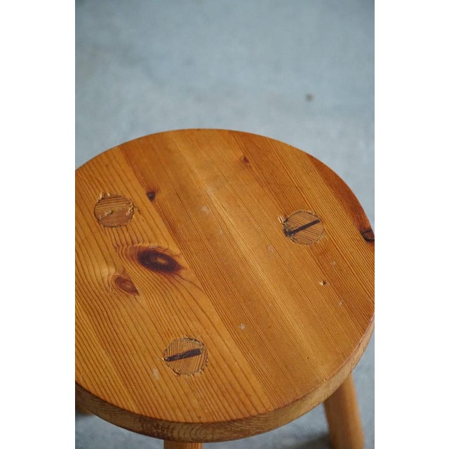 Wood Set of Swedish Pine Tripod Stools, 1960s For Sale - Image 7 of 15