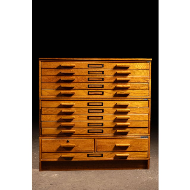 Mid 20th Century Pair of Mid-Century Mayline Oak Architectural Flat File Cabinets For Sale - Image 5 of 11