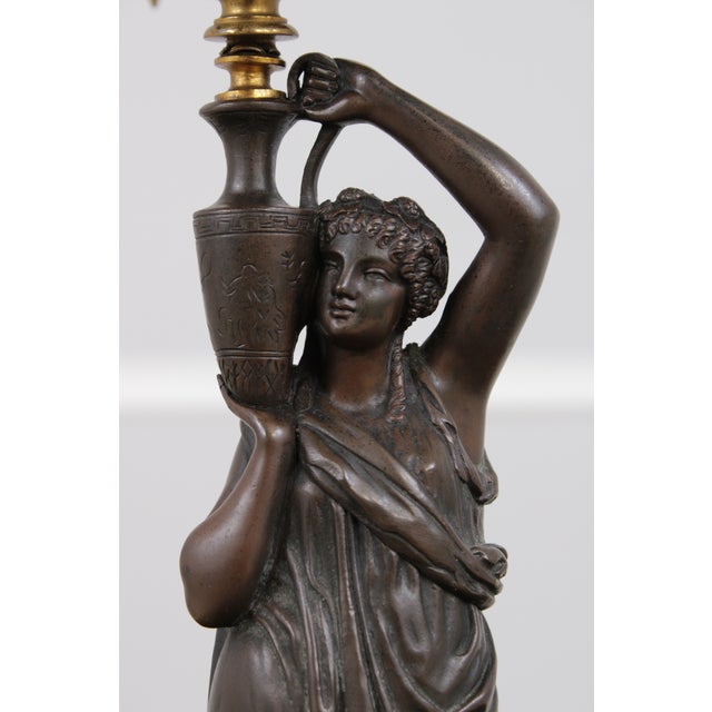 Pair of 19th Century French Empire Bronze Figural Candelabras For Sale - Image 11 of 13