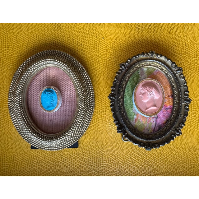 Grand Tour 2025 Miniature French Grand Tour Plaster Intaglio Replica in Blue, Framed For Sale - Image 3 of 7