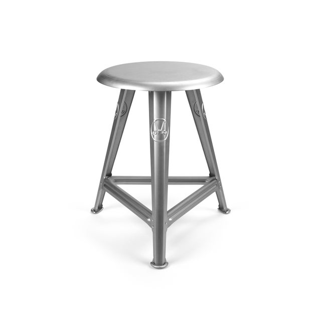 Metal Model 1S / 48 Stool in Naked Steel from Rowac For Sale - Image 7 of 7