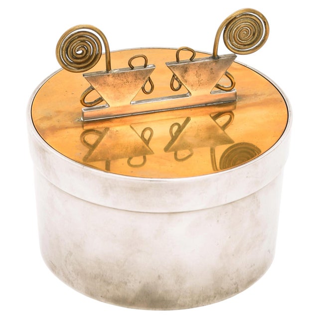 Gold Scandinavian Modern Jar in Brass and Pewter attributed to Ivar Ålenius-Björk, 1940s For Sale - Image 8 of 8