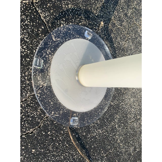 Frosted Lucite Torchiere Floor Lamp For Sale In Miami - Image 6 of 7