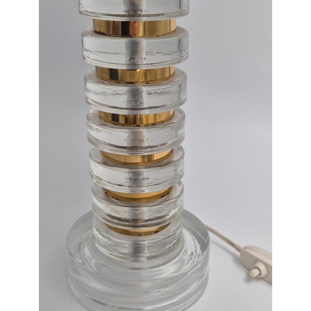 1960s Mid-Century Modern Scandinavian Table Lamp with Orrefors Glass and Brass from Carl Fagerlund, 1960s For Sale - Image 5 of 10
