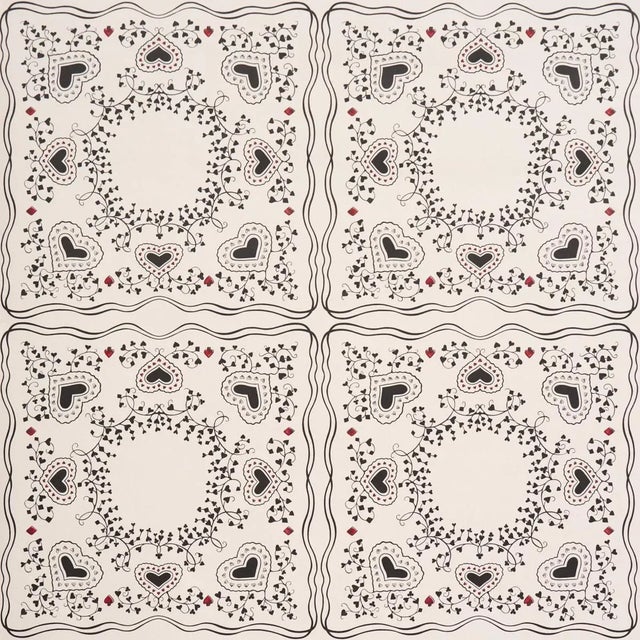 SAMPLE - Schumacher X Backdrop Garden Of Hearts Wallpaper In Black & Ivory For Sale