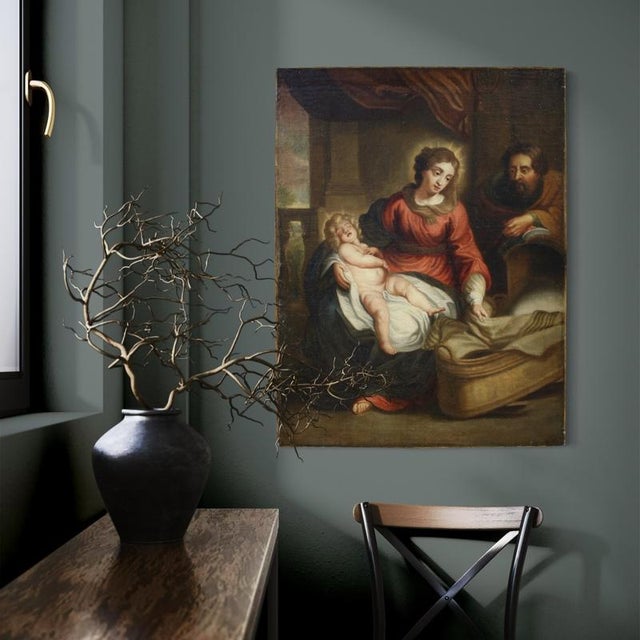 Flemish Artist, Holy Family, 1770, Oil on Canvas For Sale - Image 3 of 13