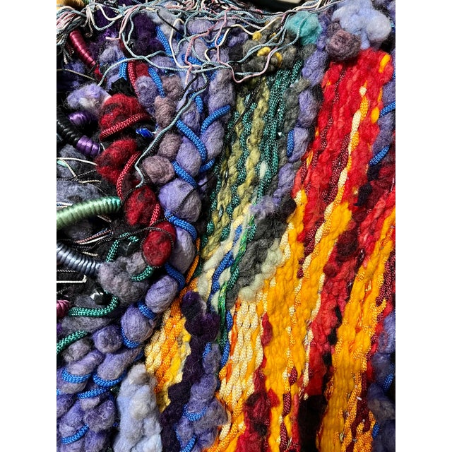 Mid 20th Century Marlen Richard, Large Handmade Tapestry Textile Wall Hanging Wool Mixed Media Marlene Richard For Sale - Image 10 of 18