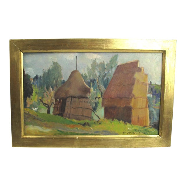 1950s Vintage Desiderio Tanfani Italian Landscape Oil on Board Painting For Sale