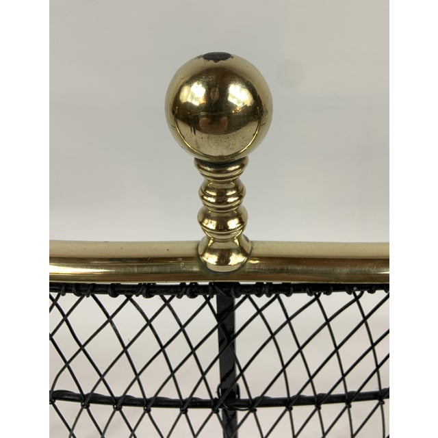 Vintage Brass and Black Wire English Fireplace Fender For Sale - Image 4 of 6