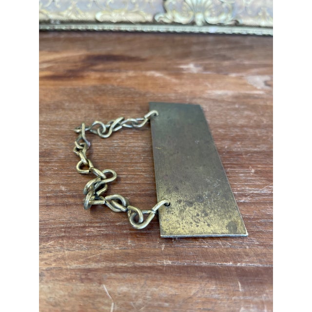 Mid-Century Modern Antique Brass Toned "Please Walk In" Door Sign With Chain, Early 20th Century For Sale - Image 3 of 9