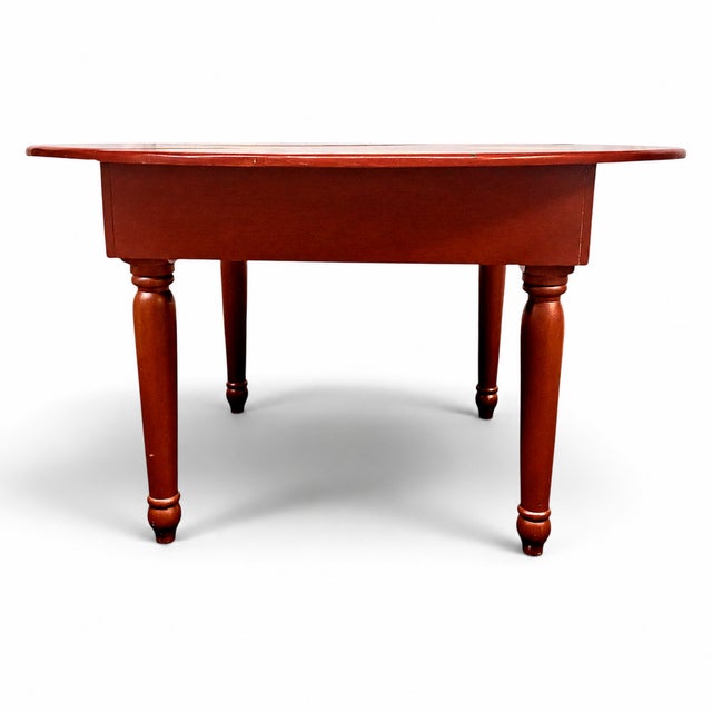 Mid-Century Hand-Painted Magnolia Round Farmhouse Dining Table, 57 Inch For Sale - Image 13 of 15
