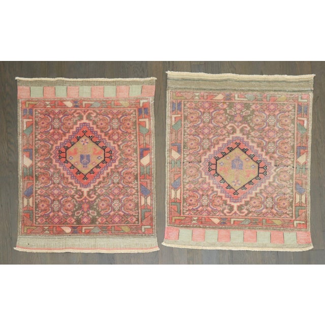 Pink Pair of Pink Vintage Mini 20th Century Rugs For Sale - Image 8 of 8