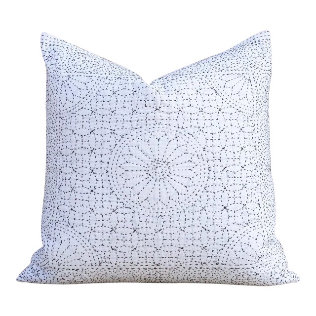 Midnight Filanan Kantha Small Pillow II For Sale