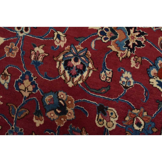 Mashad Rug 9’11” X 13’1” Red Wool Vintage Traditional Hand-Knotted Carpet For Sale - Image 4 of 15
