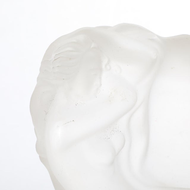 MidCentury Frosted Glass Sleeping Beauty Sculptural Nude Dish Signed R Lalique For Sale - Image 9 of 18