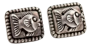 Kieselstein-Cord Sterling Silver Fish Rectangular Shape Clip on Earrings - 2 Pieces