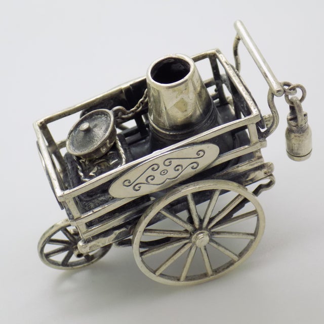 Vintage Italian Handmade Genuine Sterling Silver 925 Street Chestnut Cart Sculpture by Medusa-Oro Silversmith For Sale - Image 6 of 10