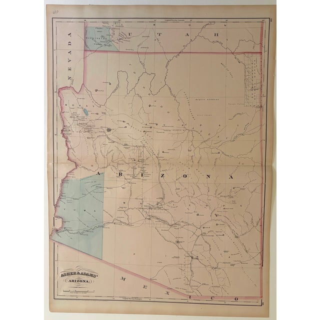 This larger double page map showsthe Arizona Territory a decade after it became a territory. Title: Asher and Adams'...
