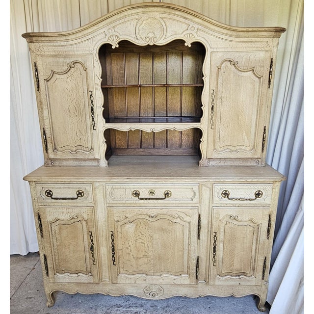 Camel 1920s French Wooden Cabinet, Sideboard Cabinet, 2 Piece Cabinet, Farm House Style For Sale - Image 8 of 16