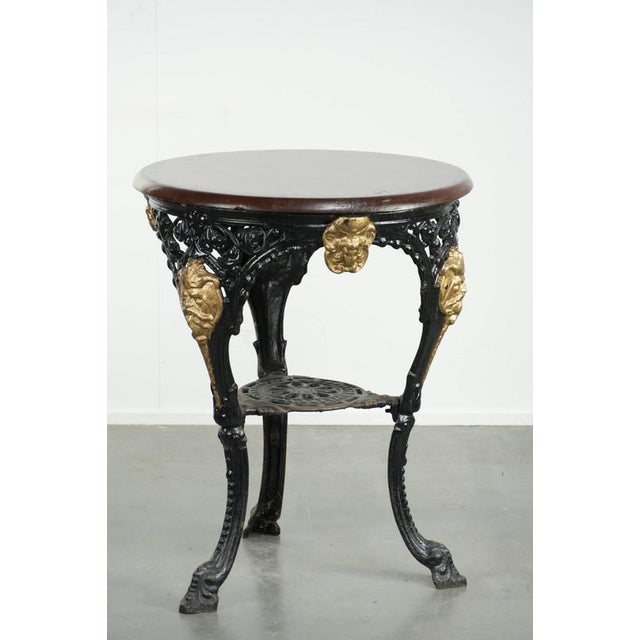 Antique English Bistro Side Table with a Cast Iron Base & Solid Wood Tabletop, Early 20th Century For Sale - Image 3 of 11