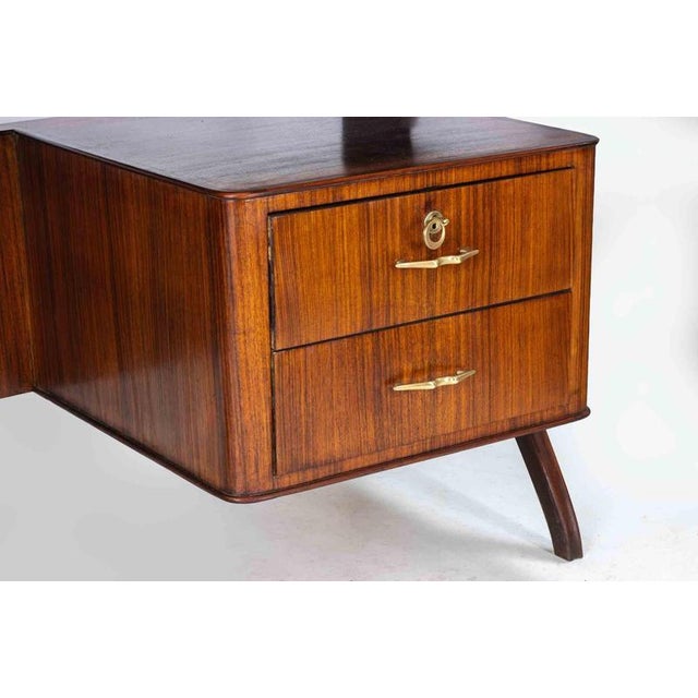 Brown Mid-Century Desk attributed to Vittorio Dassi, 1950s For Sale - Image 8 of 13
