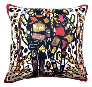 Hermes Monsieur Et Madame Leopard Vintage Silk Scarf Pillow