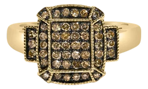 10K Yellow Gold Plated .925 Sterling Silver 1/2 Cttw Champagne Diamond Step Up Ring - Size 8
