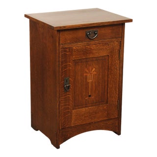 Stickley Mission Collection Harvey Ellis Inlaid Oak Nightstand For Sale