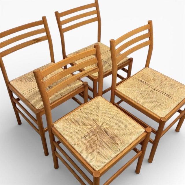 Brown Italian Beech Ladder Back Dining Chairs, Set of 2 For Sale - Image 8 of 12