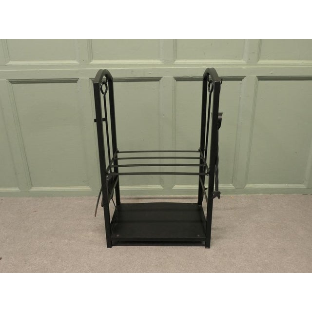 Post Modern Swedish Ironwork Log Tidy and Tools An unusual piece made in iron with a modern look, the tall log carrier is...