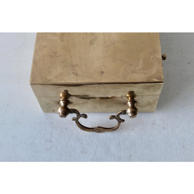Mid 20th Century Rectangle Brass Keepsake Box With Decorative Handles Lockable For Sale - Image 9 of 10