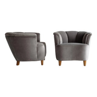 Vintage Swedish Modern Lounge Chairs in the Style of Otto Schulz - a Pair For Sale