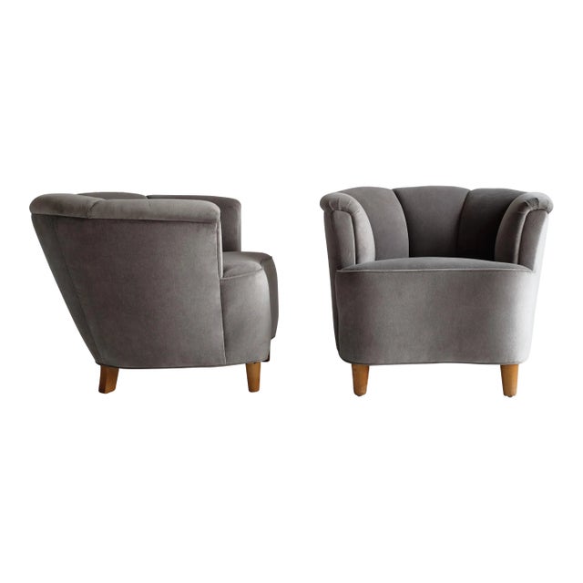 Vintage Swedish Modern Lounge Chairs in the Style of Otto Schulz - a Pair For Sale