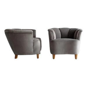 Vintage Swedish Modern Lounge Chairs in the Style of Otto Schulz - a Pair