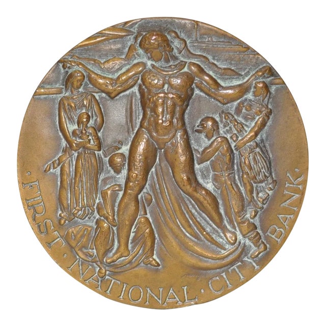First National Bank New York 150 Year Commemorative Bronze c.1962 For Sale