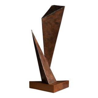 Vintage Copper and Wood Sculpture For Sale