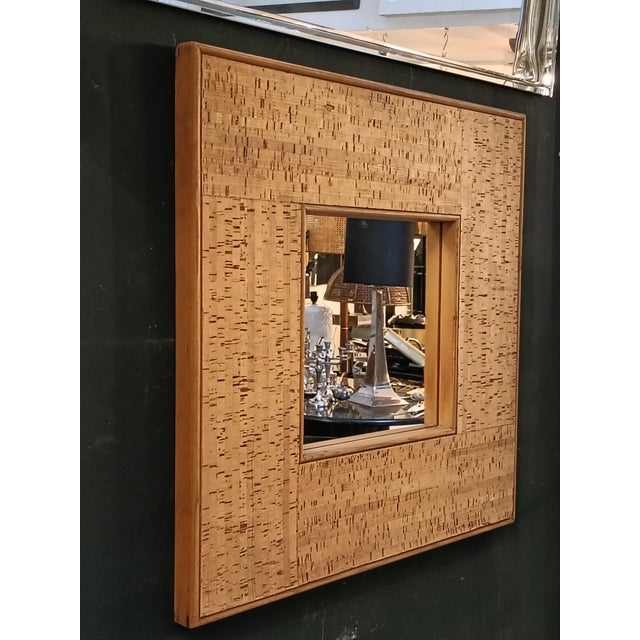 Square Cork Wall Mirror, Italy, 1970s For Sale - Image 6 of 7