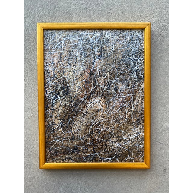 1980s Postmodern Abstract Painting on Board in Gold Leaf Frame For Sale In Boston - Image 6 of 6