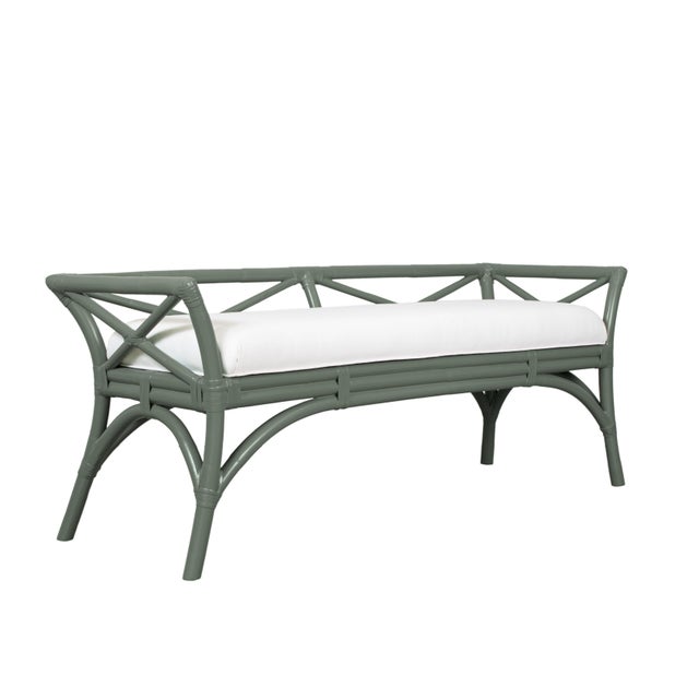 Coastal Charlotte Bench - Evergreen For Sale - Image 3 of 7