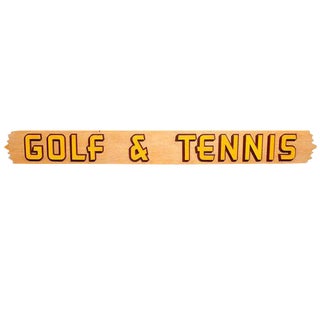 Mid-Century American "Golf & Tennis" Wooden Sign For Sale