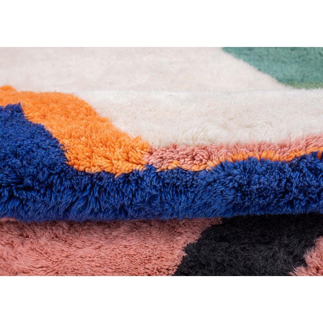 Abstract Landscape Color-Block Hand-Knotted Wool Rug | 10'1" X 6'7" | One of a Kind For Sale - Image 4 of 8