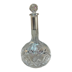 1940s German 800 Silver and Clear Cut Crystal Glass Decanter