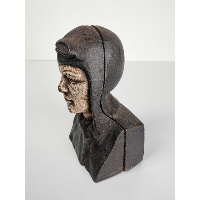 Cast Iron Charles Lindbergh Bust Money Box, 1930s For Sale - Image 15 of 18