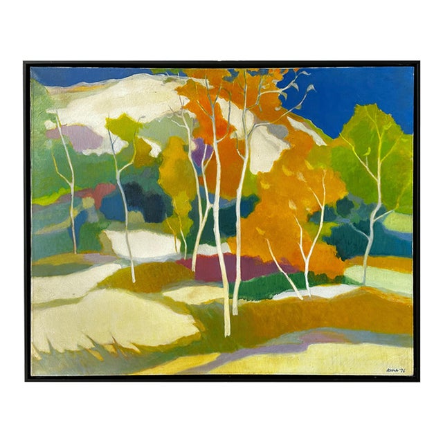 1970s Tadashi Asoma - White Hill in Autumn Oil Painting, Framed For Sale